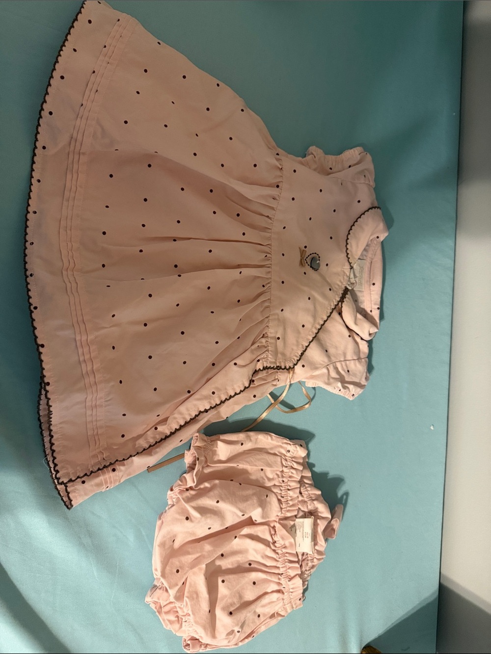 Jacadi Pink Polka Dot Dress with Bloomers